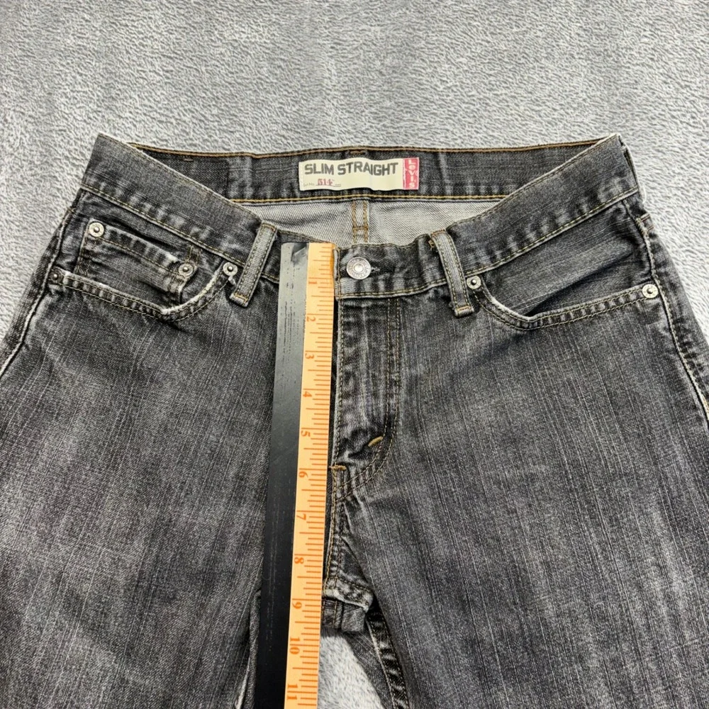 Levi's 514 Slim Straight Jeans Men 30x32 Black Good Frayed Hem Zip Fly
